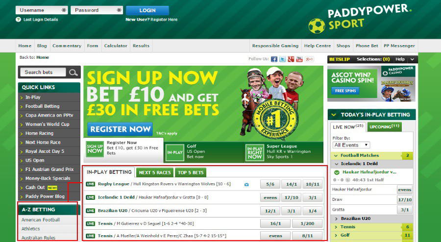 Site de Paddy Power