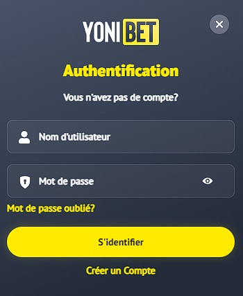 Authentification Yonibet