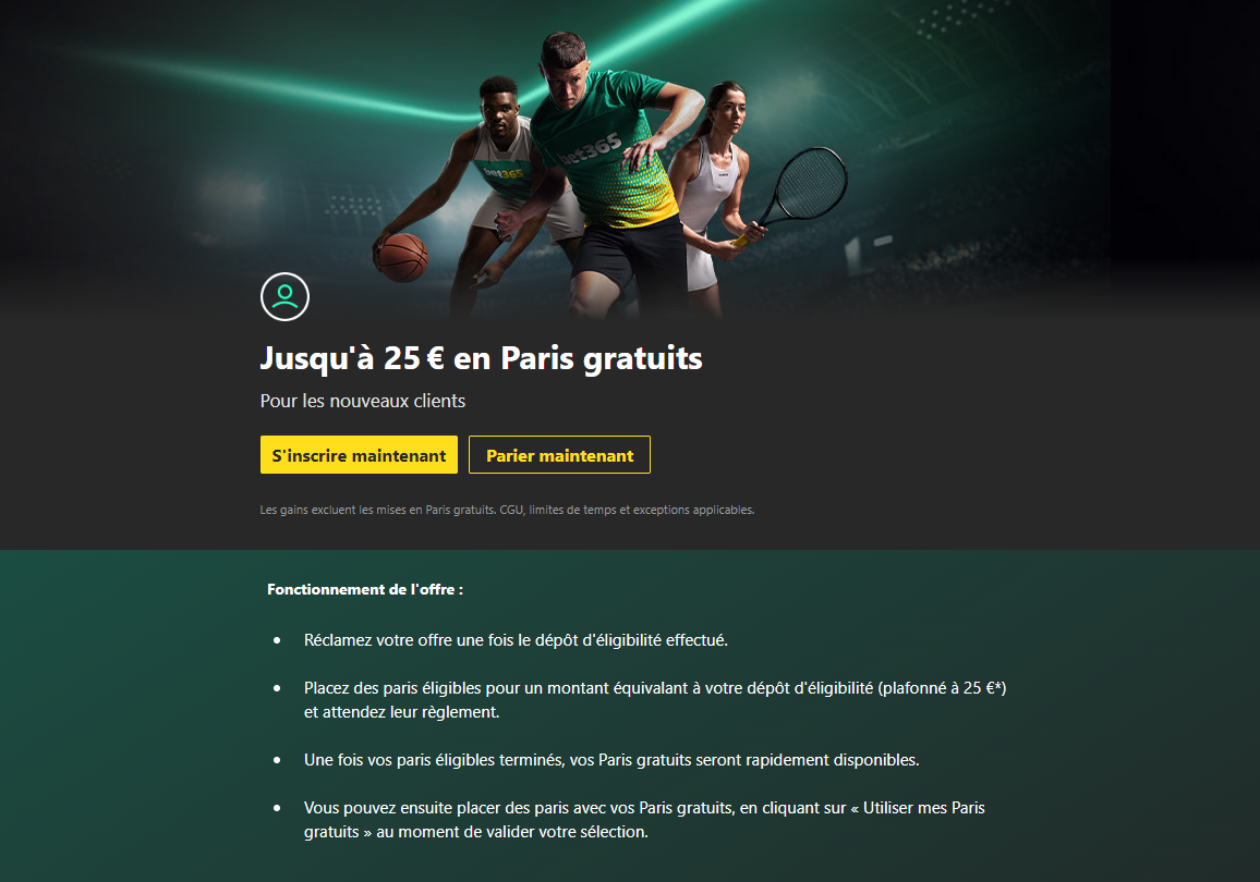 Bonus de bienvenue chez Bet365