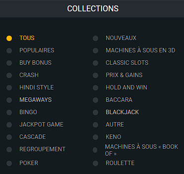 collections des jeux de hazard