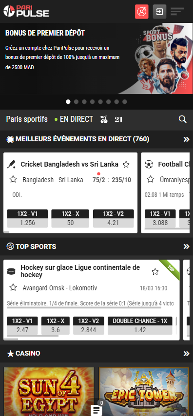 Version mobile de PariPulse