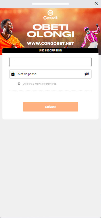 Formulaire d'inscription à CongoBet