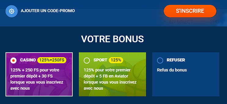 Choisir un bonus