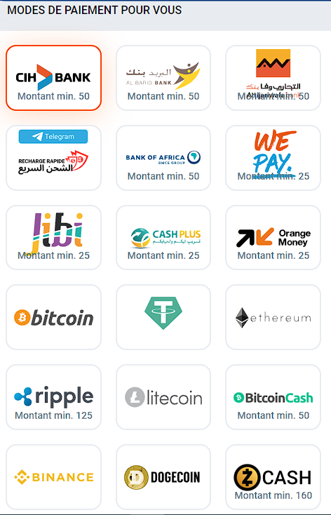 Modes de paiement