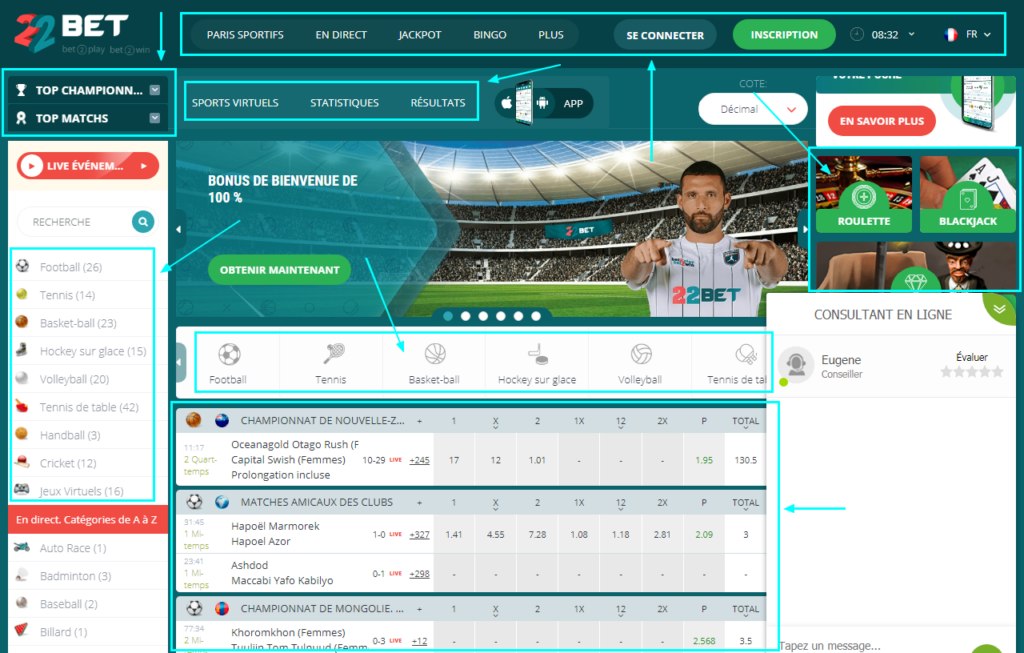 Site web de 22bet