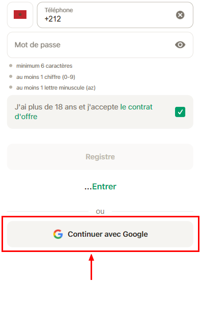 Inscription via Google