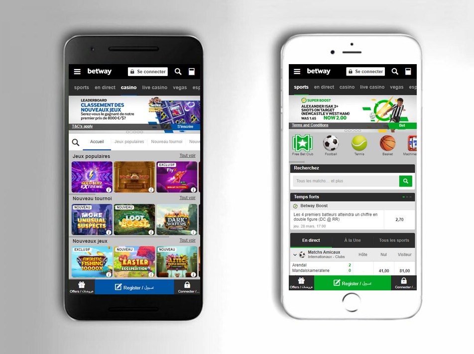 Application mobile Betway sur iOS et Android