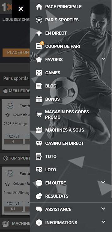 Site mobile du 1xbit