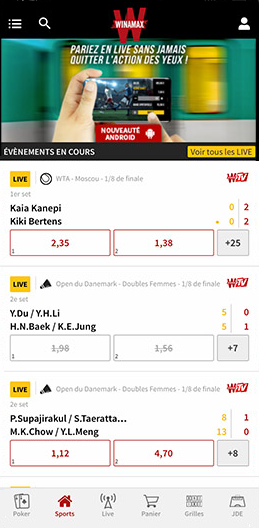 Winamax version mobile