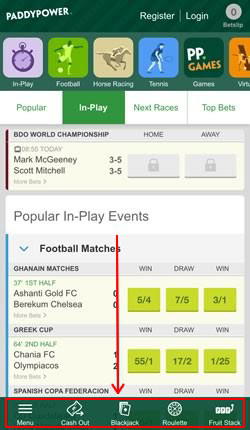 Version mobile de Paddy Power