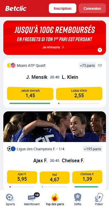 Version mobile du Betclic