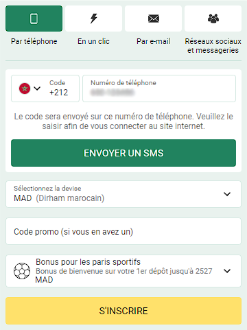 Inscription par numéro de téléphone