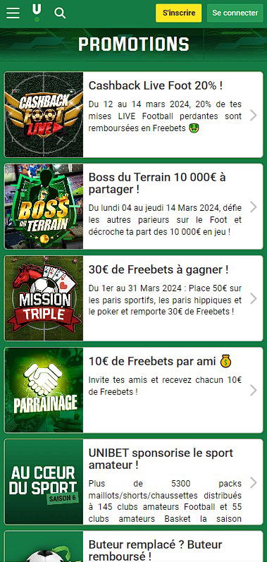 Promotions et bonus Unibet