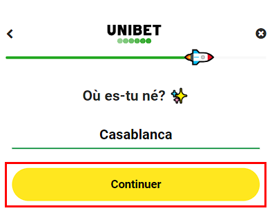 Formulaire d'inscription Unibet