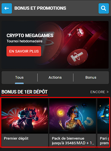 Bonus de bienvenue de Megapari