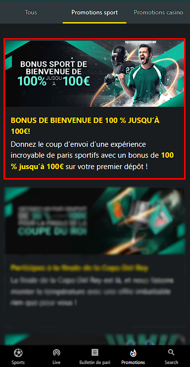 Bonus de bienvenue 1bet