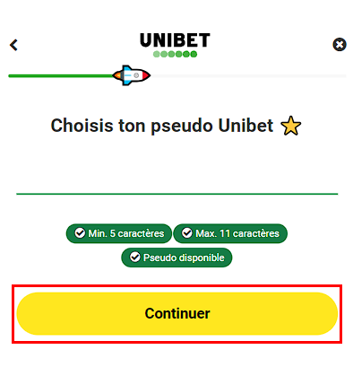 Formulaire d'inscription Unibet