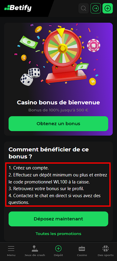 Code promo Betify sans dépôt