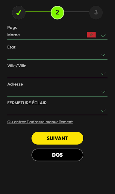 Deuxième étape de l'inscription sur 888Sport