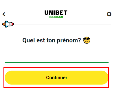 Formulaire d'inscription Unibet