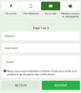 Inscription par e-mail