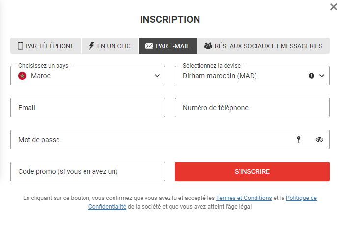 Inscription par e-mail