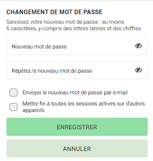 Changement de mot de passe