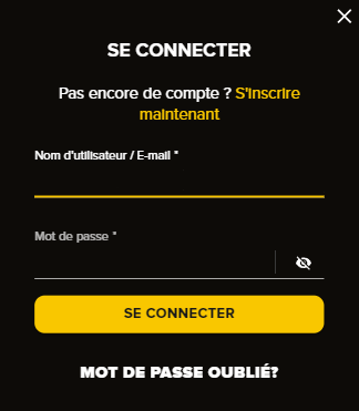 Formulaire de connexion sur BetFinal