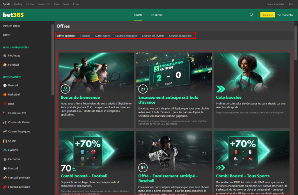 Programme de bonus Bet365