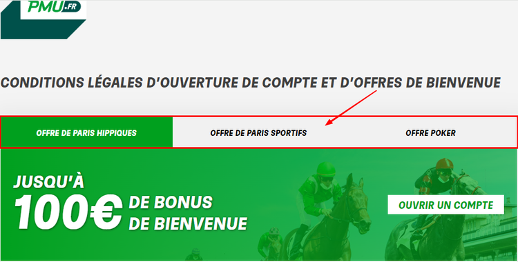 Options de bonus de bienvenue du PMU