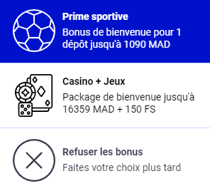 Options du bonus de bienvenue de Paripesa