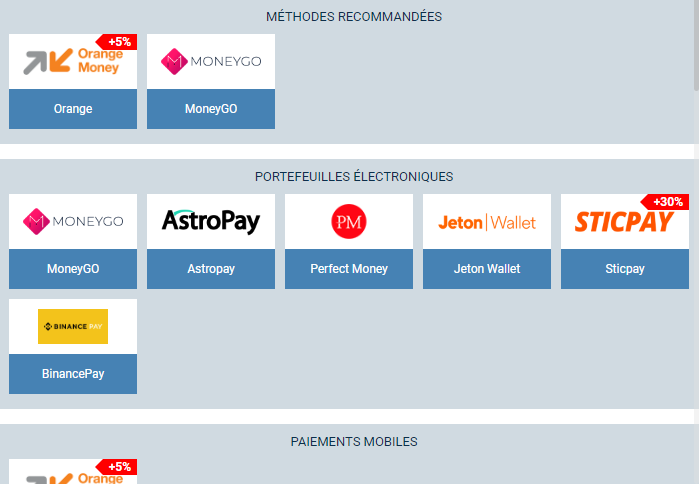 Façons de déposer et de retirer vos gains sur 1xBet