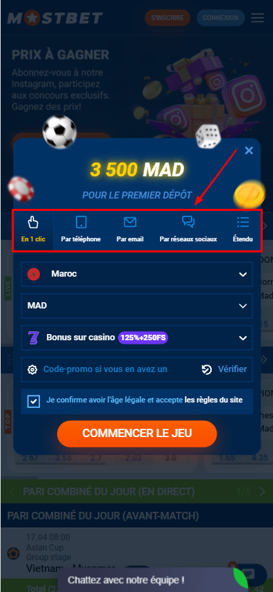 Comment créer un compte joueur sur Mostbet