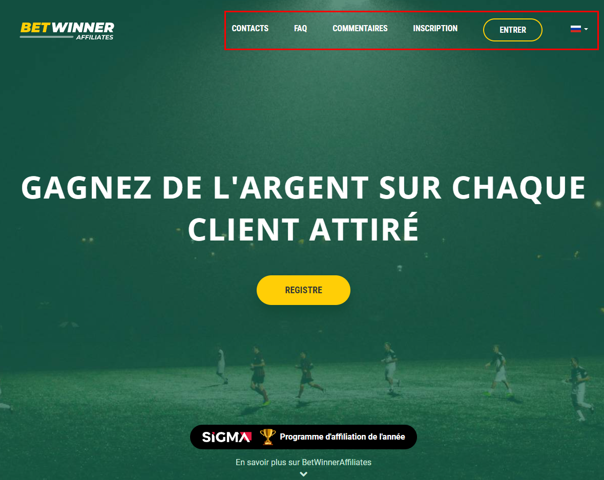 Page du programme d'affiliation de Betwinner