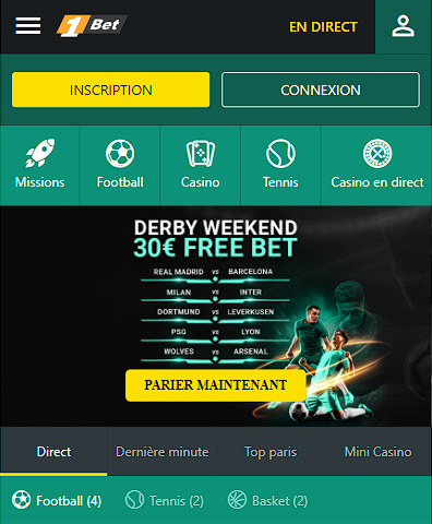 Inscription sur 1bet 