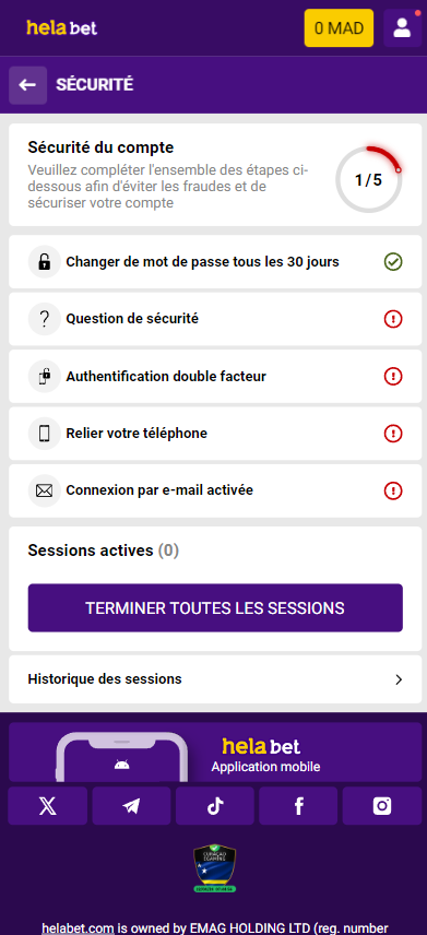 Mise en place de la sécurité des comptes sur Helabet