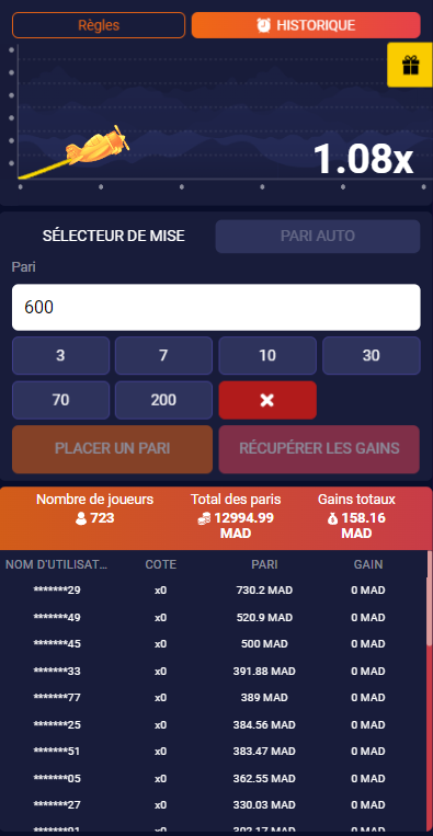 Jeu Aviator (Crash) dans l'application Helabet