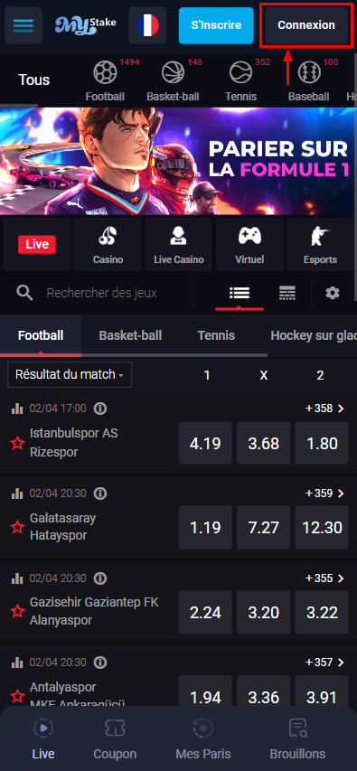 Bouton d'autorisation sur MyStake