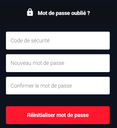 Formulaire de récupération du mot de passe