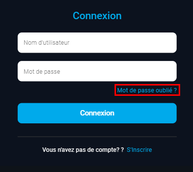 Bouton de récupération du mot de passe