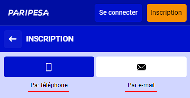 Options d'inscription Paripesa