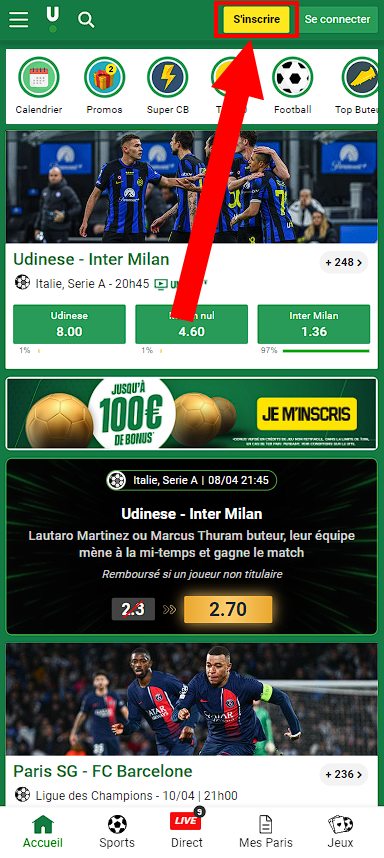 Unibet inscription