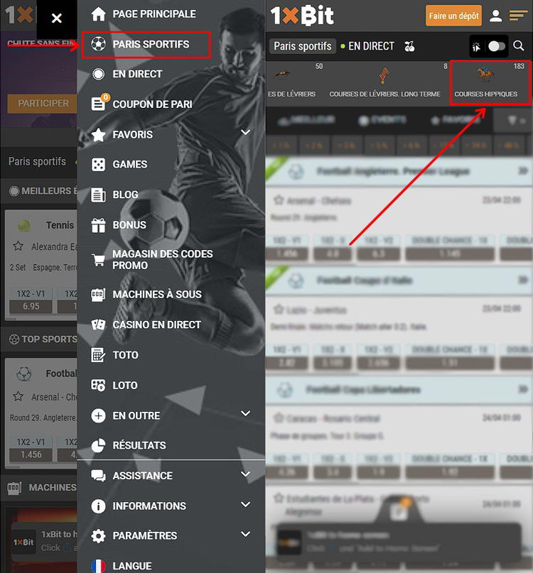 1xbit paris sur les courses de chevaux