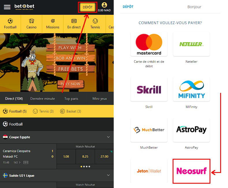 Neosurf à BetObet 