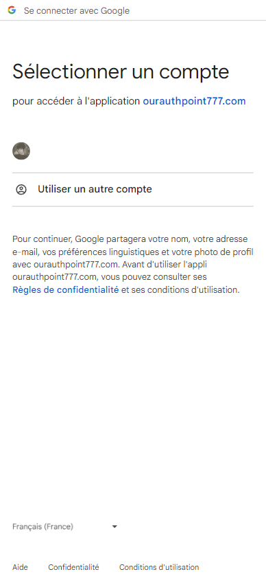 Inscription à 1win avec Google