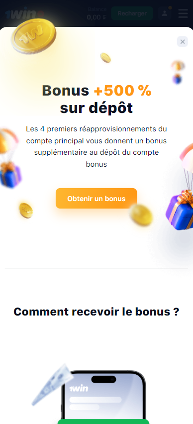 Bonus sportif sur le premier dépôt de 1win