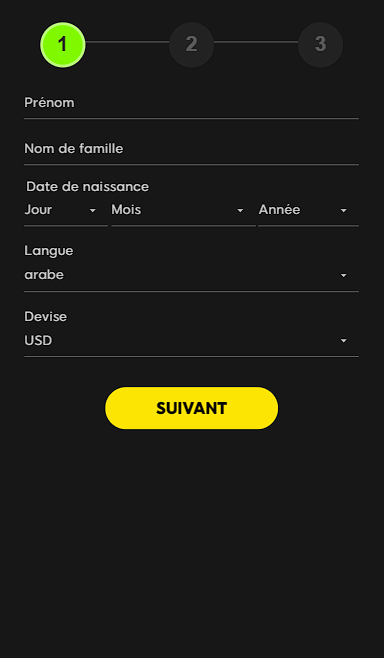 Première étape de l'inscription sur 888Sport