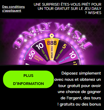Bonus de tours gratuits de 888Sport sur le jeu Daily Wishes
