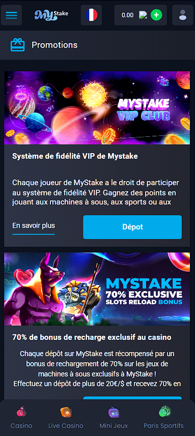 mystake promotions et bonus