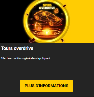 Tours overdrive sur le site de Bwin